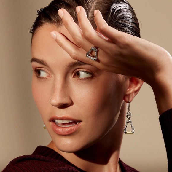 NWT Judith Ripka Vienna Diamond Sterling Silver Stirrup Ring-size 8 - Picture 9 of 11